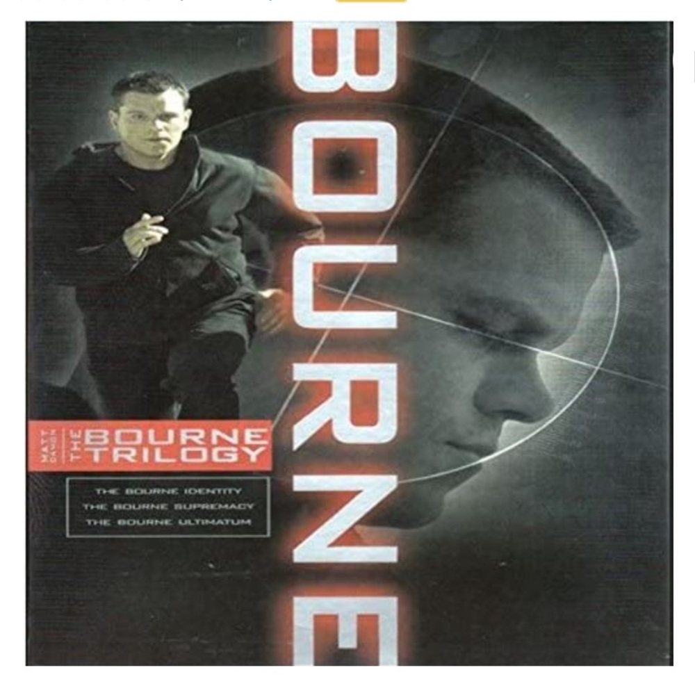 The Bourne Trilogy DVDs featuring Matt Damon as Jason Bourne